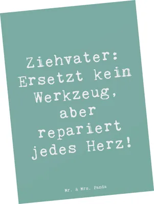 Produktbild von Mr. & Mrs. Panda Postkarte Spruch Ziehvater Herzreparatur - Meeresbrise - Geschenk, Verwandte, Stiefvater, Mentor, Postkarten, Familienmitglied, Vaterrolle, bildkarte