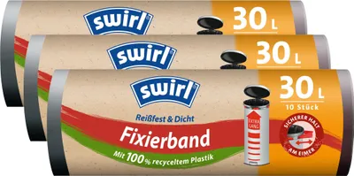 Produktbild von Swirl Fixierband Müllbeutel 30 Liter - 10 stk./Rolle - 47x78cm (3er Pack)