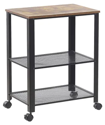 Zdjęcie produktu dla BELIANI Wózek kuchenny czarny z drewnianym blatem 50 x 40 x 86 cm szafka barek z szufladą i 3 półkami na kółkach