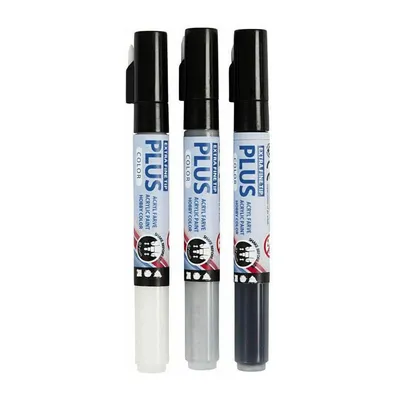 Produktbild von Creativ Company 39991, 3 Stück(e), Schwarz, Grau, Weiß, Rundspitze, Rund, 0,7 mm, Tinte auf Wasserbasis