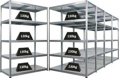 Produktbild von Mega Deal | 5x Schwerlastregal Steel Eagle | HxBxT 180x120x60cm | Fachlast 130kg | Verzinkt