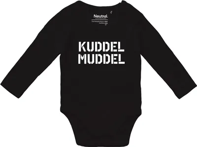 Produktbild von Huuraa Baby Body Kuddelmuddel Schriftzug 74 Black  Baumwolle Fairtrade Langarmbody Geschenkidee