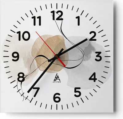 Produktbild von Wanduhr - Quadrat - Glasuhr - Abstrakt minimalistisch Aquarell - 40x40cm - Schleichendes Uhrwerk - Lautlos - zum Aufhängen bereit - Dekoration Modern - Wanddekoration aus Glas - C4AC40x40-4827