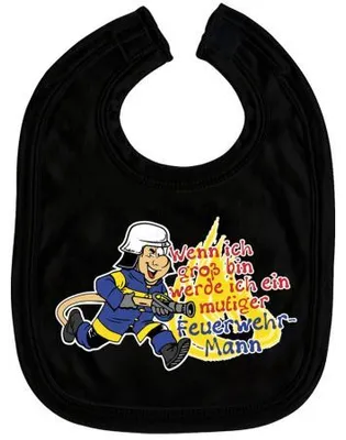 Produktbild von Babylätzchen mit Print - Wenn ich groß bin werde ich ein mutiger Feuerwehrmann - 07081 schwarz