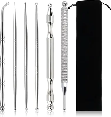 Imagen del producto de Kit de bolígrafos de acupuntura, de 6 piezas, con diferentes puntas, incluye estuche de almacenamiento, para masaje de acupresión
