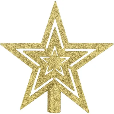 Immagine prodotto di Punta per albero di Natale a forma di stella, dorata e scintillante, 17,7 cm