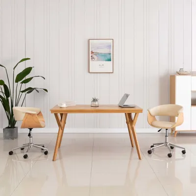 Produktbild von The Living Store Esszimmerstühle 2 Stk. Drehbar Creme Kunstleder