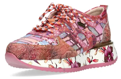 Produktbild von Laura Vita Damen Sneaker bunt mit Paillettenbesatz und Plateausohle Delphine 07, Größe:37 EU, Farbe:Rot