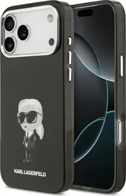 Image de Étui Pour Iphone 17 Pro Max Pour Magsafe Karl Lagerfeld Logo Original Noir
