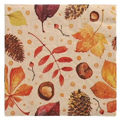 Immagine prodotto di 200 tovaglioli Papstar, 3 strati, piega a 1/4, 33 cm x 33 cm, color naturale Höstlöv, carta riciclata 89804