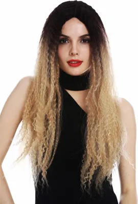 Produktbild von WIG ME UP Perücke Lace-Front Teil-Monofilament sehr lang Krepp-Locken lockig Ombre Braun Blond RGF-7277-MF