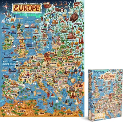 Produktbild von Karte von Europa illustriertes Puzzle 1000 Teile für Erwachsene und Kinder von Bopster