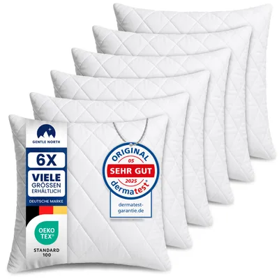Produktbild von 6er-Set Gentle North Kissen 40×40 cm – Mit Reißverschluss – Für Sofa, Bett & Couch – Weiß – Waschbar bis 60 °C