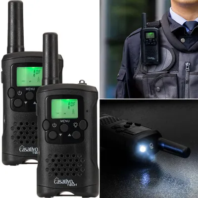 Produktbild von 2er-Set PMR-Funkgeräte mit VOX, Walkie Talkie mit Taschenlampe, 10km Reichweite, 8 Kanäle, für Abenteuer, Camping und Wandern