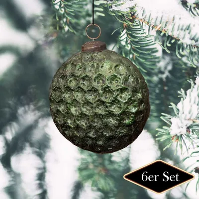 Produktbild von Christbaumkugeln, oval, grün, Weihnachten, 6er Set