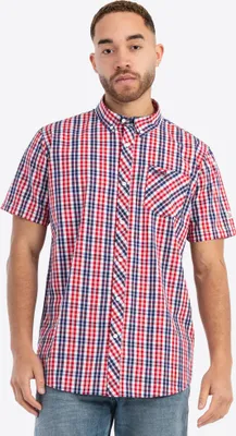 Zdjęcie produktu dla Koszula męska z krótkim rękawem slim fit BRIXWORTH White/Red/Blue XL Lonsdale