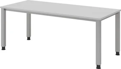 Produktbild von bümö Schreibtisch Serie-Q - Gestell: Silber, Nachbildung: Grau, Größe:  180 x 80 cm
