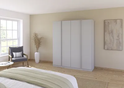 Produktbild von Drehtürenschrank >Monostar< in seidengrau aus Holzwerkstoff - 181x210x54 (BxHxT)