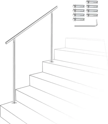Produktbild von Jiubiaz Geländer Treppengeländer Ø 42mm Edelstahl Handlauf für Innen und Außen geeignet 120cm mit 0 Querstreben