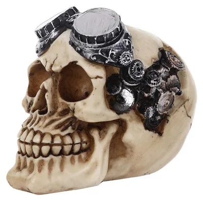 Steampunk Schädel Statue mit Zahnrad Design, 14 cm