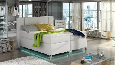 Produktbild von NABBI Gepolstert Doppelbett mit Stauraum Barino 180 - Weiß