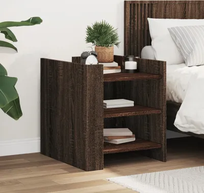 Obrázok produktu pre Maison Exclusive - Nočný stolík hnedý dubový vzhľad 45x50x50 cm drevený materiál
