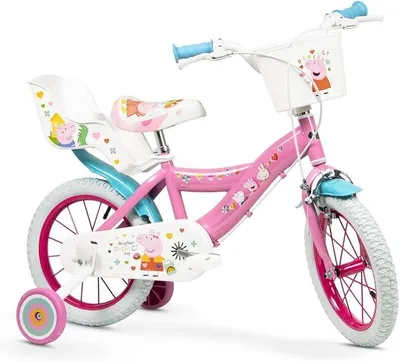 Produktbild von Silecomplaza Kinderfahrrad Peppa Pig 14 Zoll mit Stützrädern Korb Puppensitz 4-6 Jahre