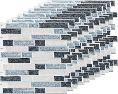 Produktbild von UISEBRT 10 Stück 3D Fliesenaufkleber, Selbstklebende Wandfliesensticker, DIY Dekorfliesen Klebefliesen 1m² für Küche und Badezimmer, Marmor-Design-E