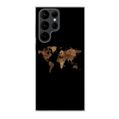 Produktbild von MuchoWow® Handyhülle Schutzhülle Hülle für Samsung Galaxy S22 Ultra Weltkarte - Stoff - Karte Silikon Softcase Handy Hülle - Abbildung