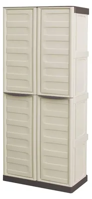 Produktbild von Dbattistin Outdoor-Garderobe, Mehrzweck-Balkonschrank, 2-türiger Outdoor-Schrank, 100 %  Italy, Beige und Braun, gestreifte Oberfläche, 70 x 39 x 165 cm