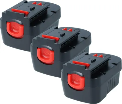 Produktbild von vhbw 3x Akku kompatibel mit Black & Decker FIRSTORM BD14PSK, EPC14CA, EPC14CAB, CP14K, CP14KB, FS1400D, FS1400D-2 Werkzeug (1500 mAh, NiMH, 14,4 V)