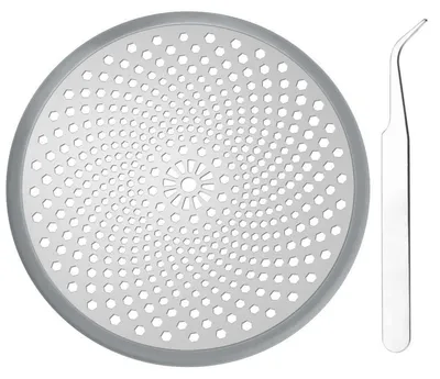 Zdjęcie produktu dla Siatka odpływowa do prysznica, stal nierdzewna, 12 cm, z pincetą, do łazienki i kuchni