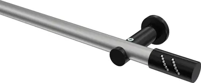 Produktbild von Interdeco Gardinenstange / Vorhangstange Silbergrau / Schwarz, Typ Platon Zoena (Glitzerzylinder) ohne Ringe, 20 mm Ø 1-läufig, 140 cm
