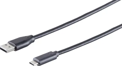 Produktbild von USB-A zu USB-C 2.0 Adapterkabel, schwarz, 1,8 Meter