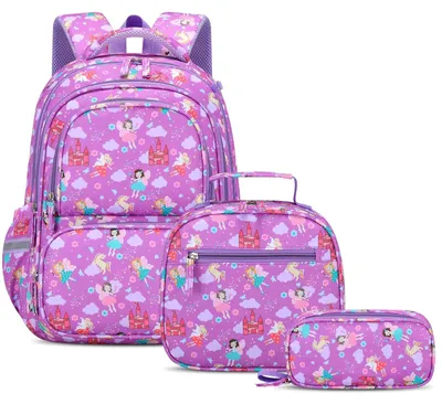 Immagine prodotto di Omgoods - Set di 3 zaini per ragazzi, con borsa per il pranzo e portapenne