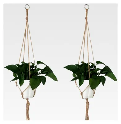 Produktbild von 2er Set Makramee Blumenampel 122 cm Baumwollseil Hängeampel für Innen und Außen