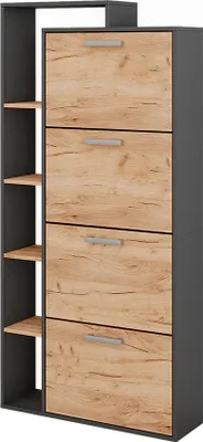Image de Le basculeur à chaussures Vicco Orlando Chêne doré/anthracite 80x166.1cm avec 4 compartiments, Model 53241