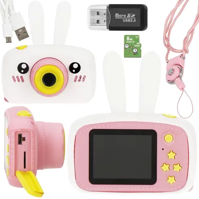 Produktbild von Springos® Digitalkamera mit niedlichem Hase-Design, 40 MP, Full HD, 8GB SD-Karte