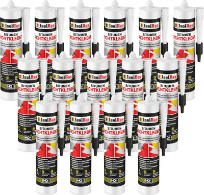 Produktbild von Isolbau Bitumen-Dichtkleber - 15 x 310 ml Klebstoff & Dichtmasse für Montage & Reparatur von Bitumen-Schindeln - Schwarz
