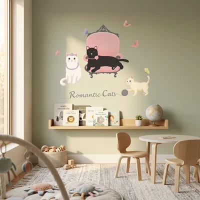 Image de Des stickers muraux romantiques sur le thème des chats pour décorer votre intérieur