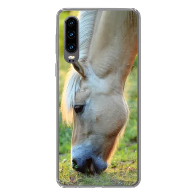 Produktbild von MuchoWow® Handyhülle Schutzhülle Hülle für Huawei P30 Weidendes Fjordpferd an einem Sommertag Silikon Softcase Handy Hülle - Kartenbesitzer