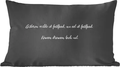 Produktbild von MuchoWow® Zierkissen Sofakissen Wohnzimmer Dekokissen 60x40 cm Zitate - Sprichwörter - Gestern wollte ich Fastfood - Fastfood-Liebhaber - Essen - Kopfkissen - Polster mit Foto