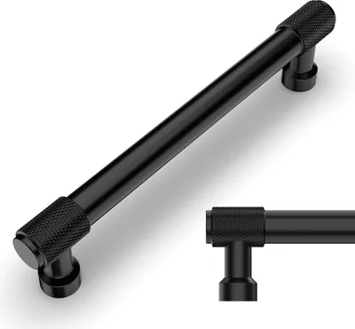 Produktbild von Stilvolle schwarze Metallmöbelgriffe für Küche und Schränke, 160 mm Bohrabstand, Set von 10