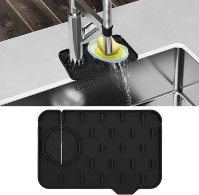 Obrázok produktu pre Silikónová podložka do kúpeľne, kuchyne, na pracovnú dosku, pod spotrebiče a príslušenstvo, 21 x 14 cm, čierna