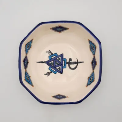 Image de Plat octogonal Sahel bleu - L 20 cm