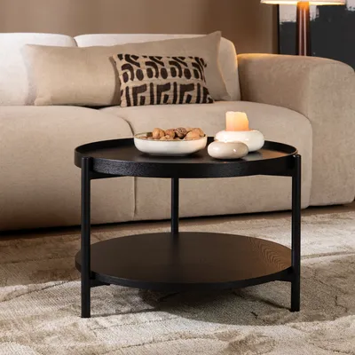 Produktbild von Bronx71 Couchtisch Rio rund Ø 58 cm Eiche schwarz