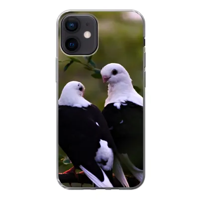 Produktbild von MuchoWow® Handyhülle Schutzhülle Hülle für iPhone 12 Vögel - Zweig - Blätter Silikon Softcase Handy Hülle - Schutzhülle
