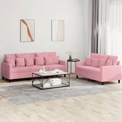Productafbeelding van Maison Exclusive - 2-delige bankset met kussens, roze fluweel