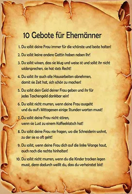 Produktbild von vianmo Holzschild 18x12 cm 10 Gebote für Ehemänner Männer Frauen