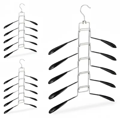 Immagine prodotto di Set da 3 grucce multistrato Relaxdays, 5 grucce per ogni supporto, per capi di abbigliamento, salvaspazio e antiscivolo, nero
